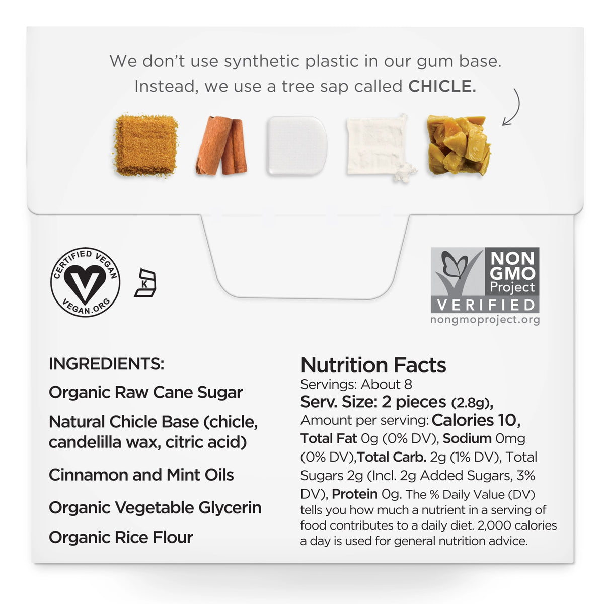 Product packaging with ingredients and nutrition facts on a white background