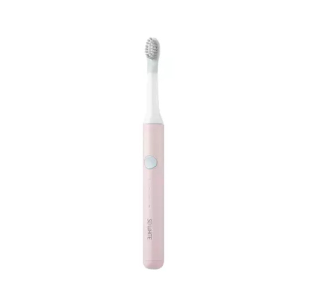 Pink electric toothbrush on a white background