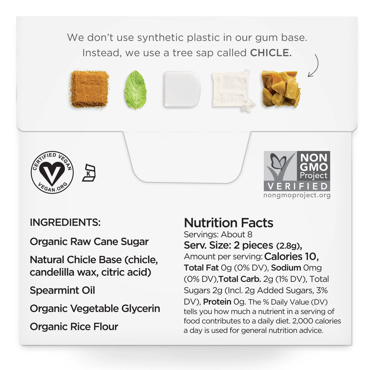 Product packaging with ingredients and nutrition facts on a white background
