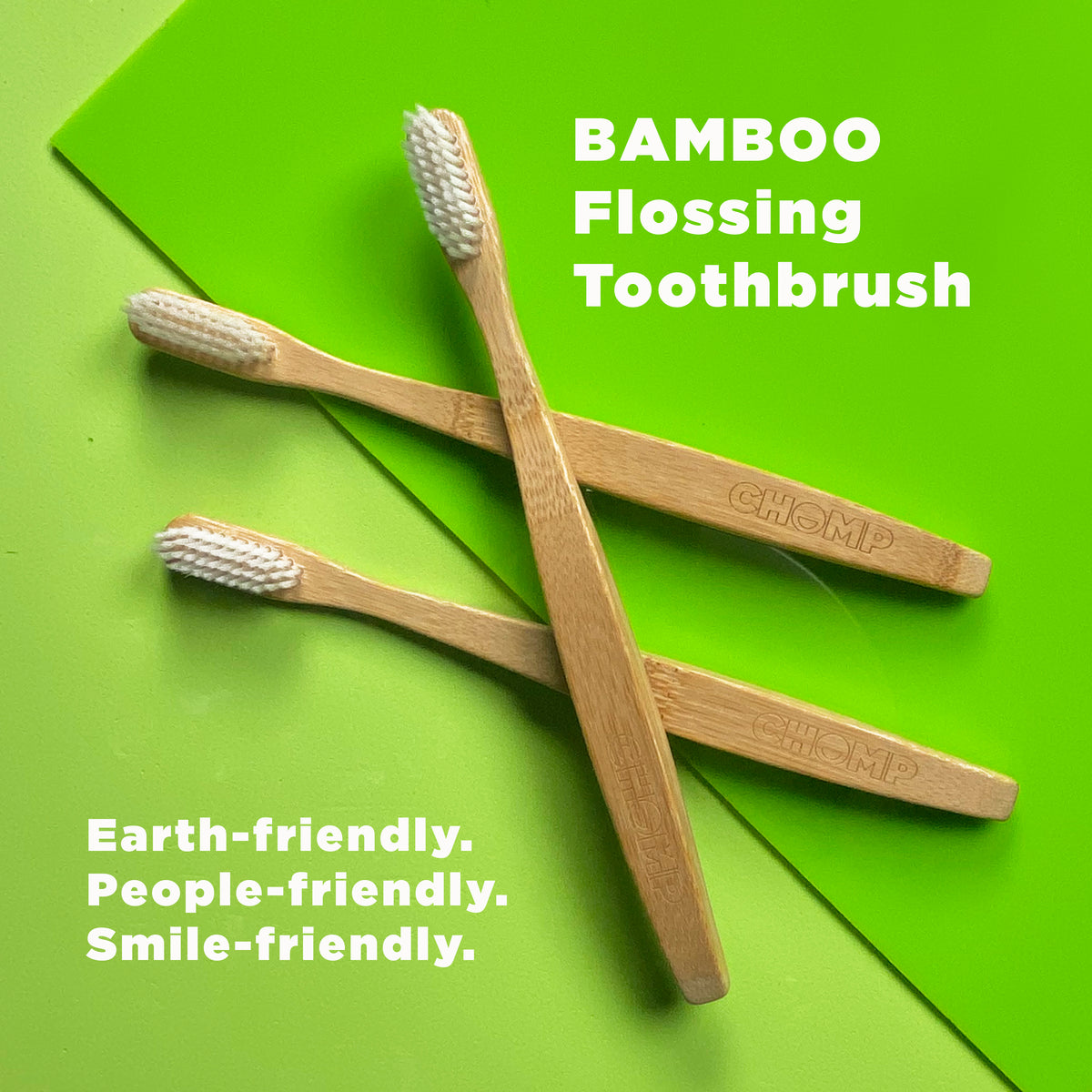 CHOMP Bamboo Flossing Toothbrush 2-Pack