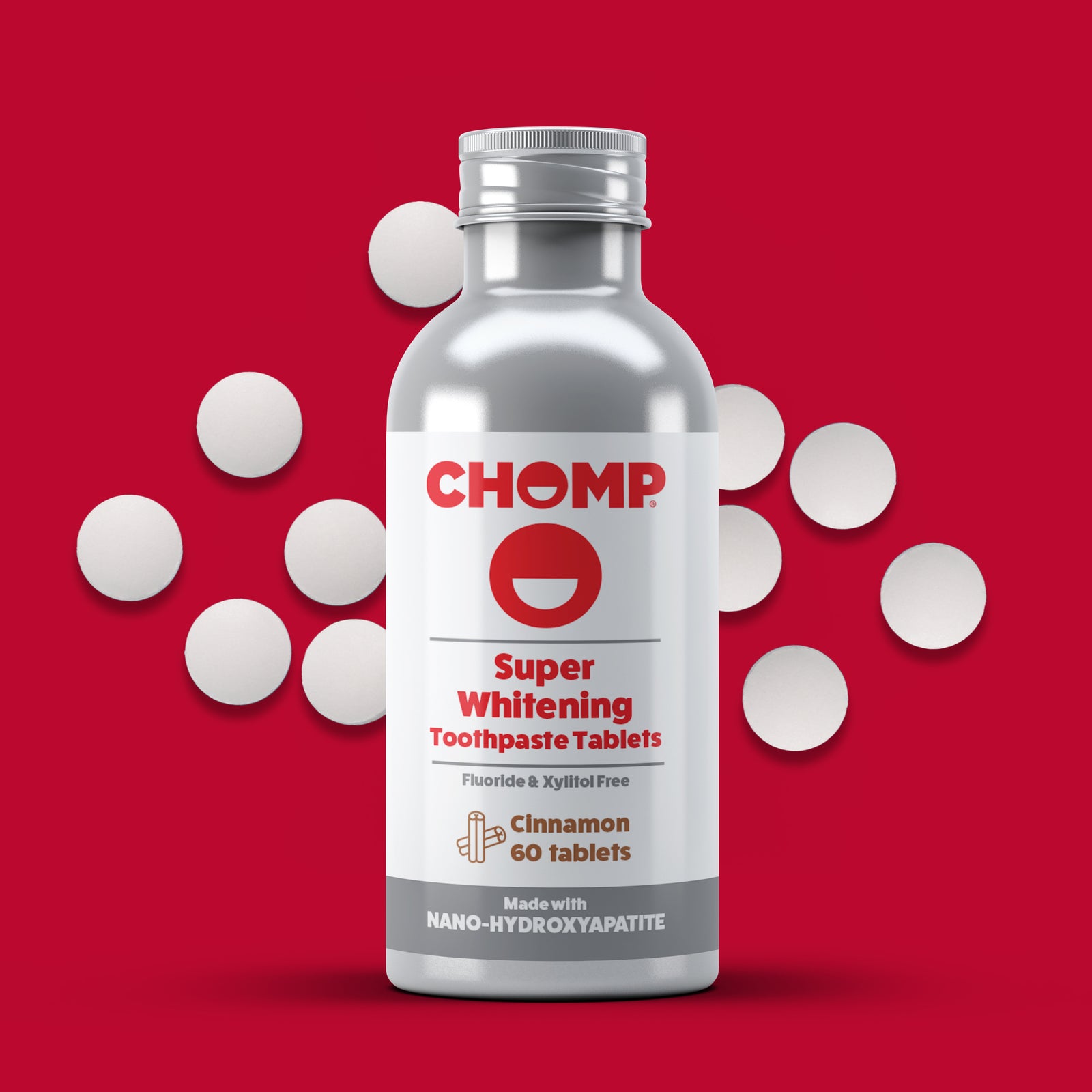 Chomp nano hydroxyapatite cinnamon toothpaste tablets