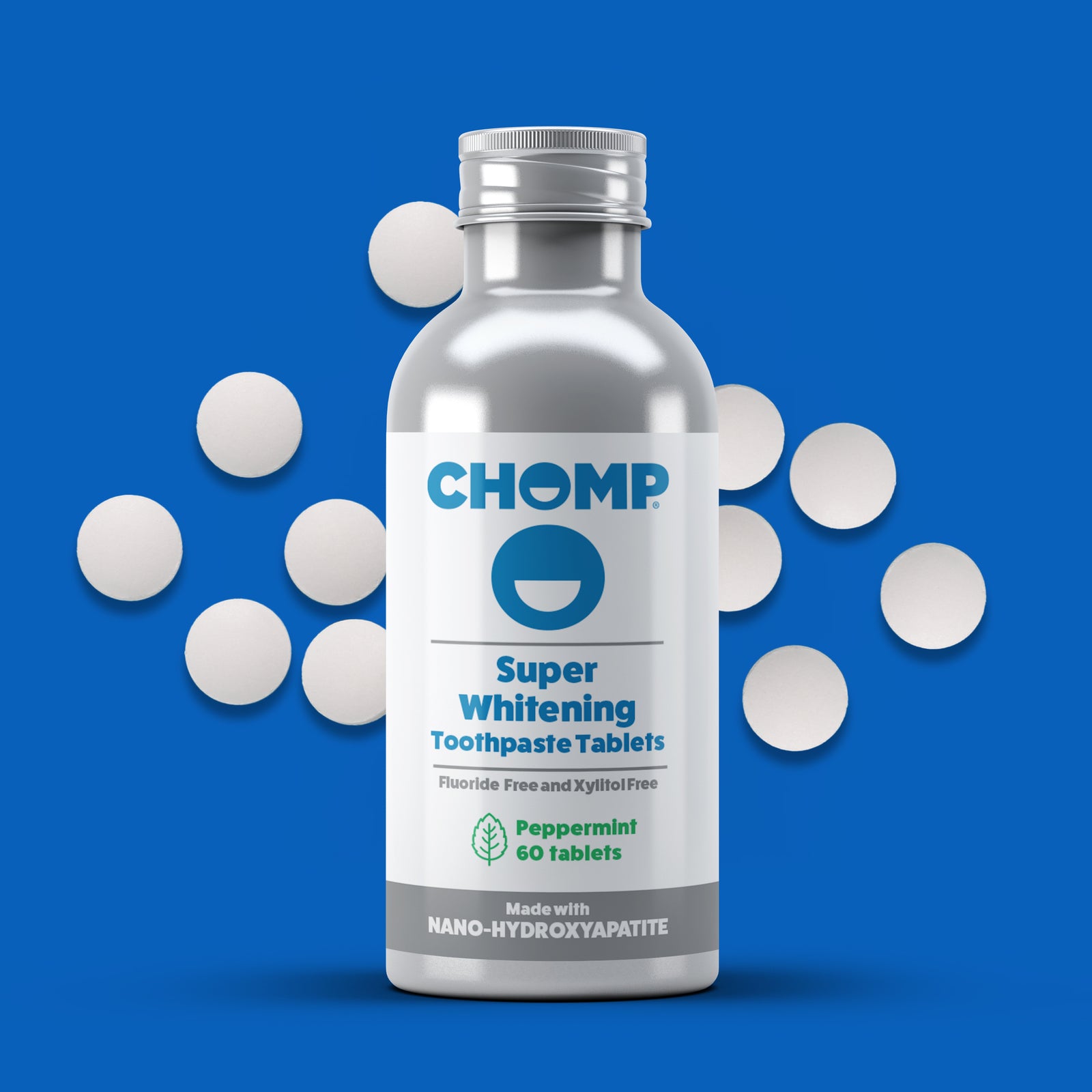 Chomp nano hydroxyapatite pepermint toothpaste tablets