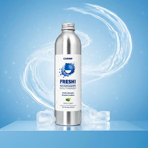 Bottle of mouthwash with a blue background
