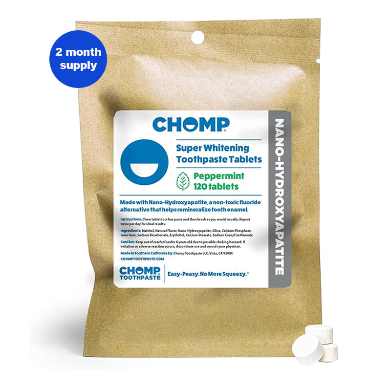 CHOMP Super Whitening Peppermint NHAP Toothpaste 120 Tablet Refill