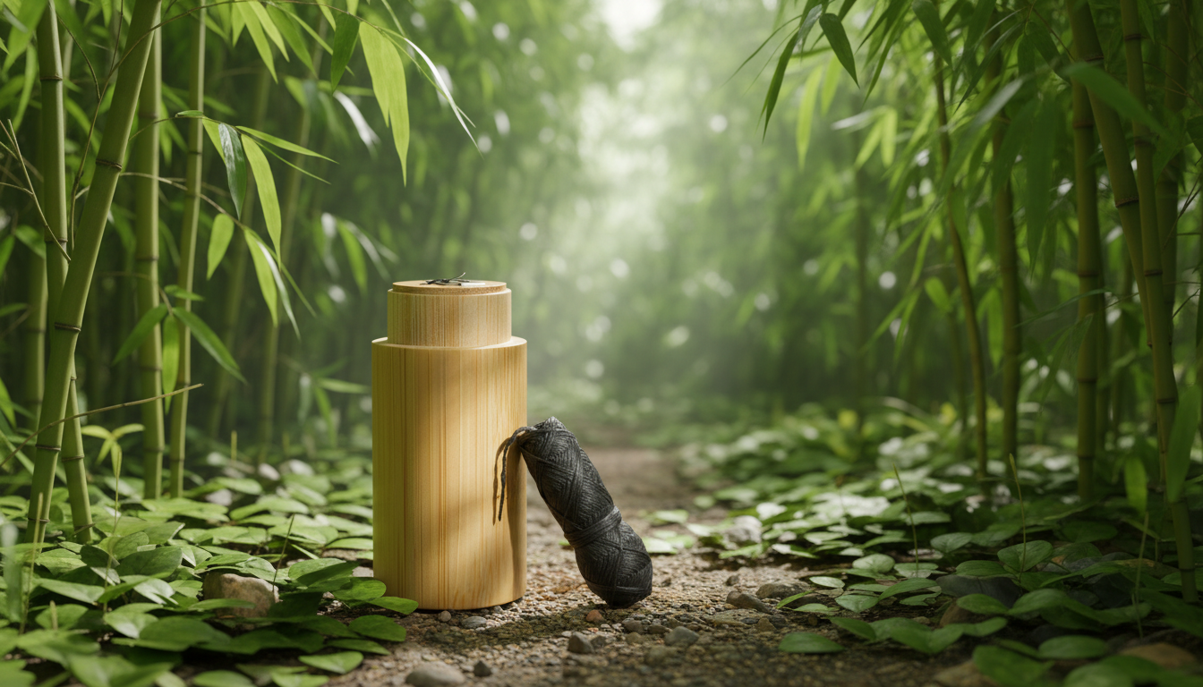 Bamboo product in a natural setting with greenery