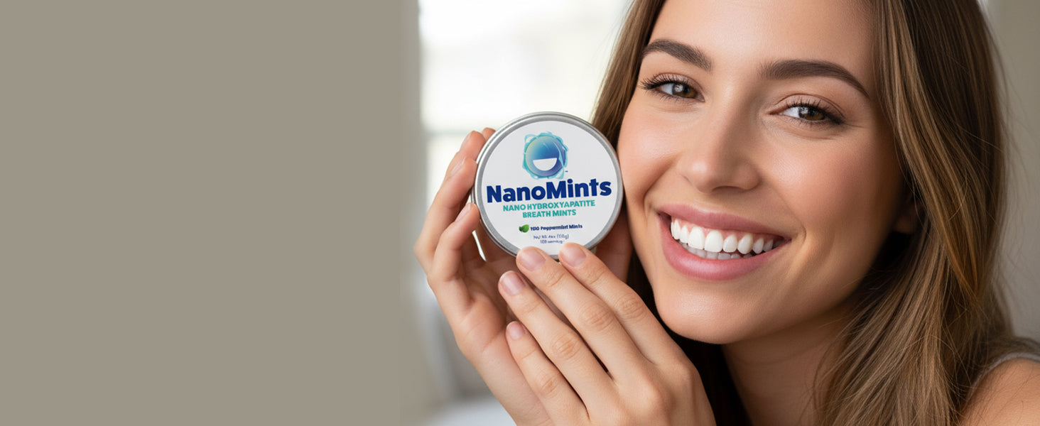 female holding chomp nano mint tin