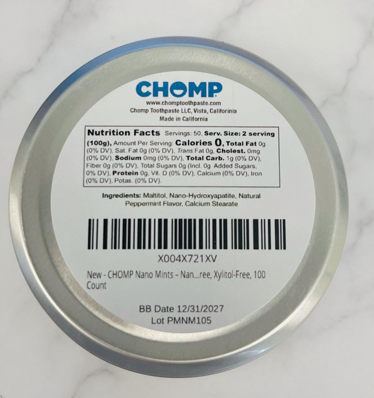 Nano Hydroxyapatite Xylitol-free Peppermint Mint Tin