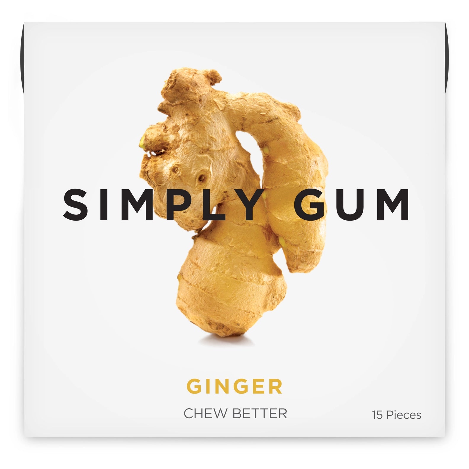 Box of Simply Gum Ginger flavor on a white background