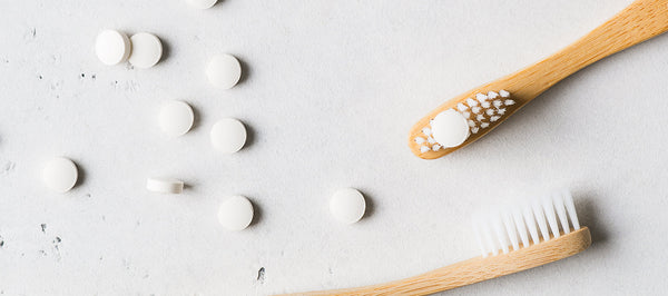Toothpaste Tablets and flossing bamboo toothbrushes.