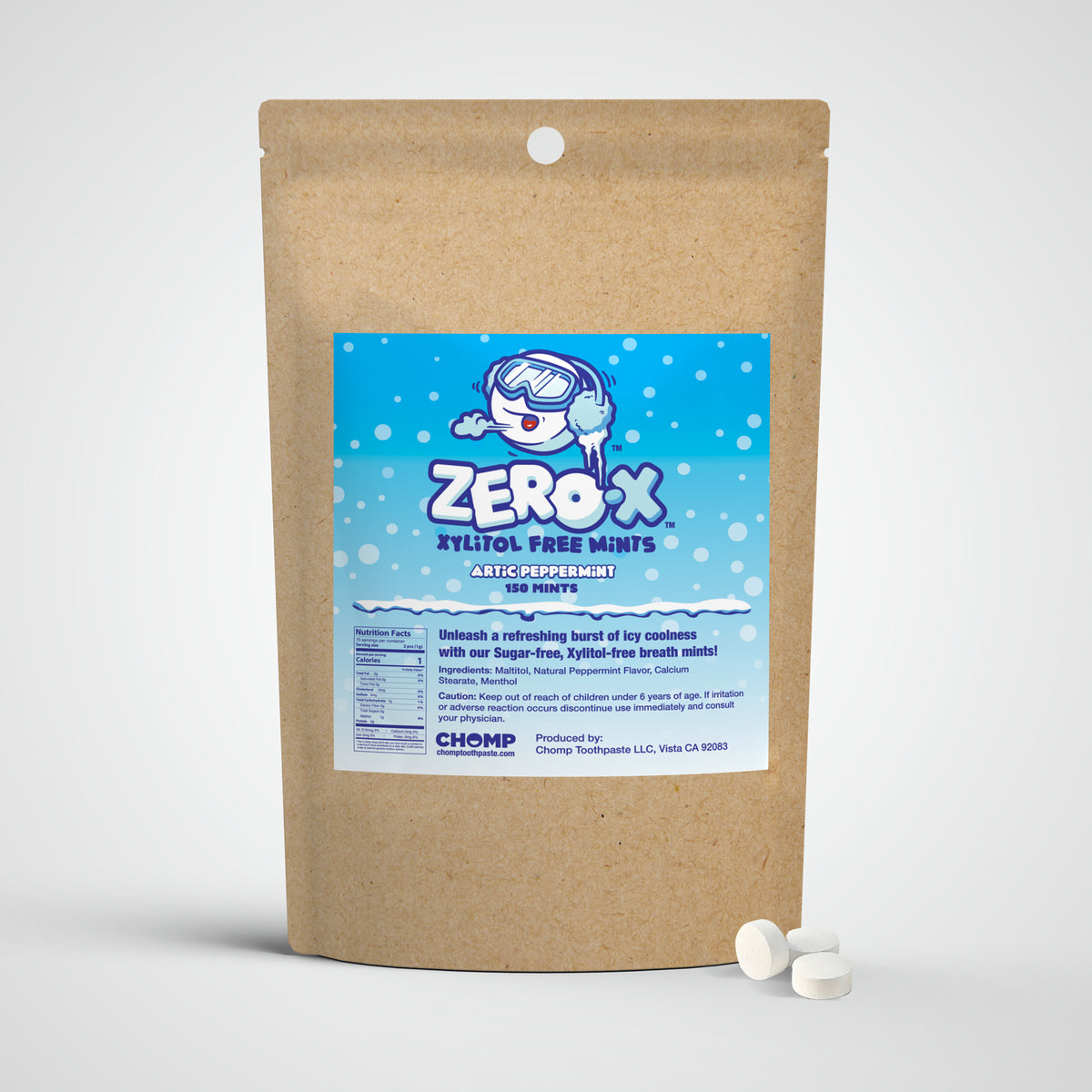 Chomp Zero-X Xylitol Free Peppermint Mints (Wholesale)