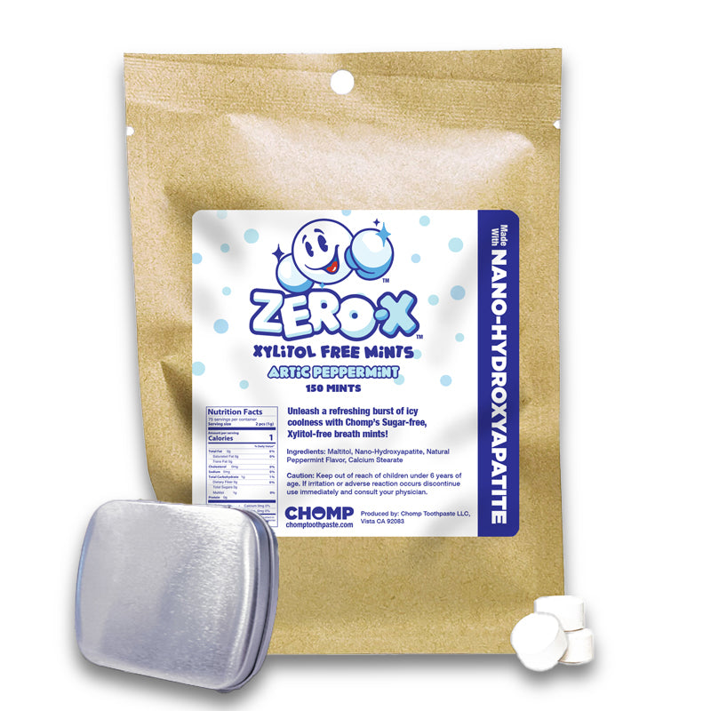 Zero-X Nano Hydroxyapatite Xylitol-free Mints with travel container (Peppermint)