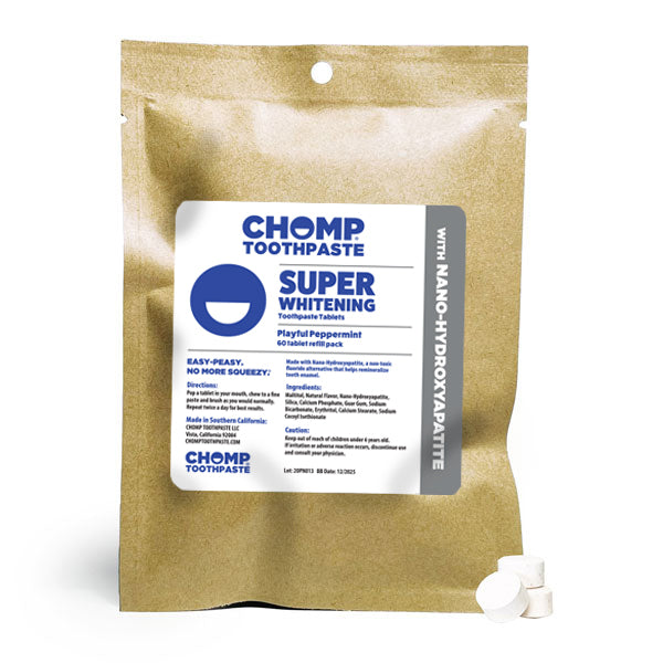 CHOMP Super Whitening Peppermint NHAP Toothpaste Tablets Refill