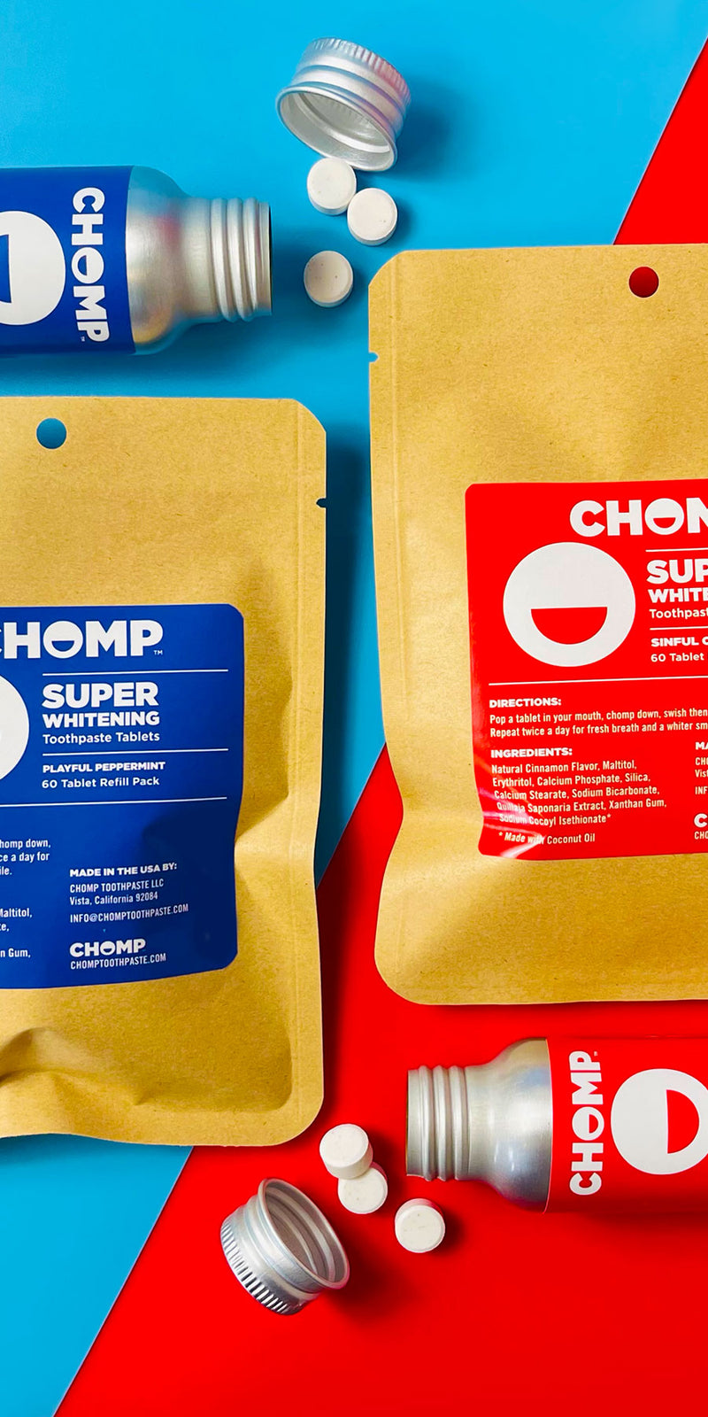 Chomp super whitening toothpaste tablets